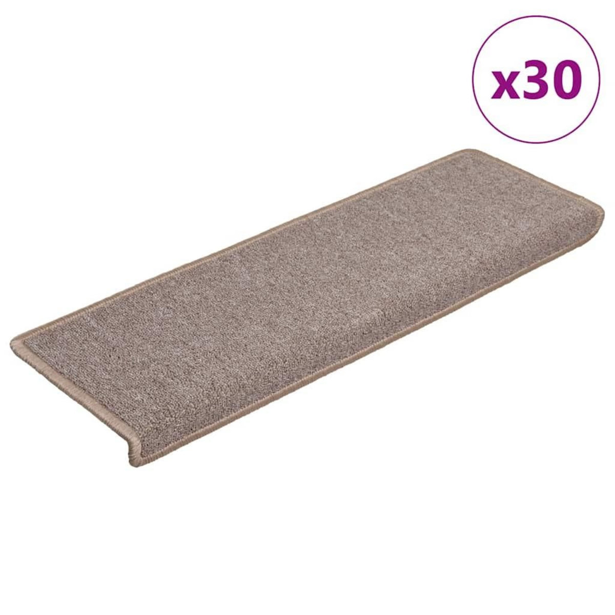 VIDAXL Tapis d'escalier 30 pcs 65x21x4 cm Marron clair