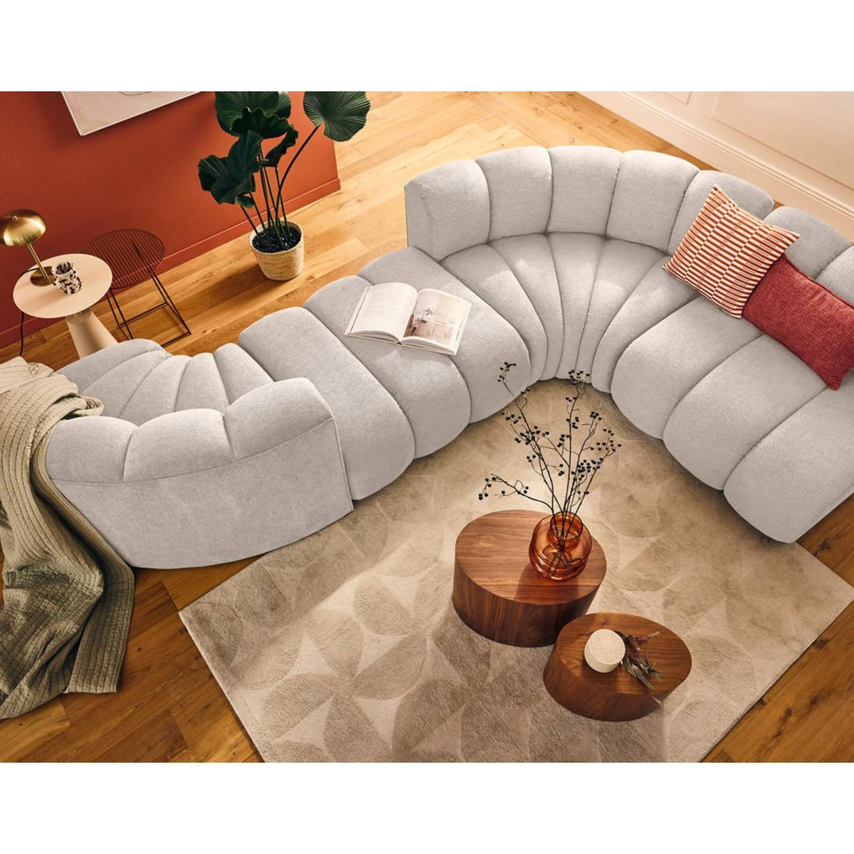 LISA DESIGN Debbie - pouf en tissu texturé