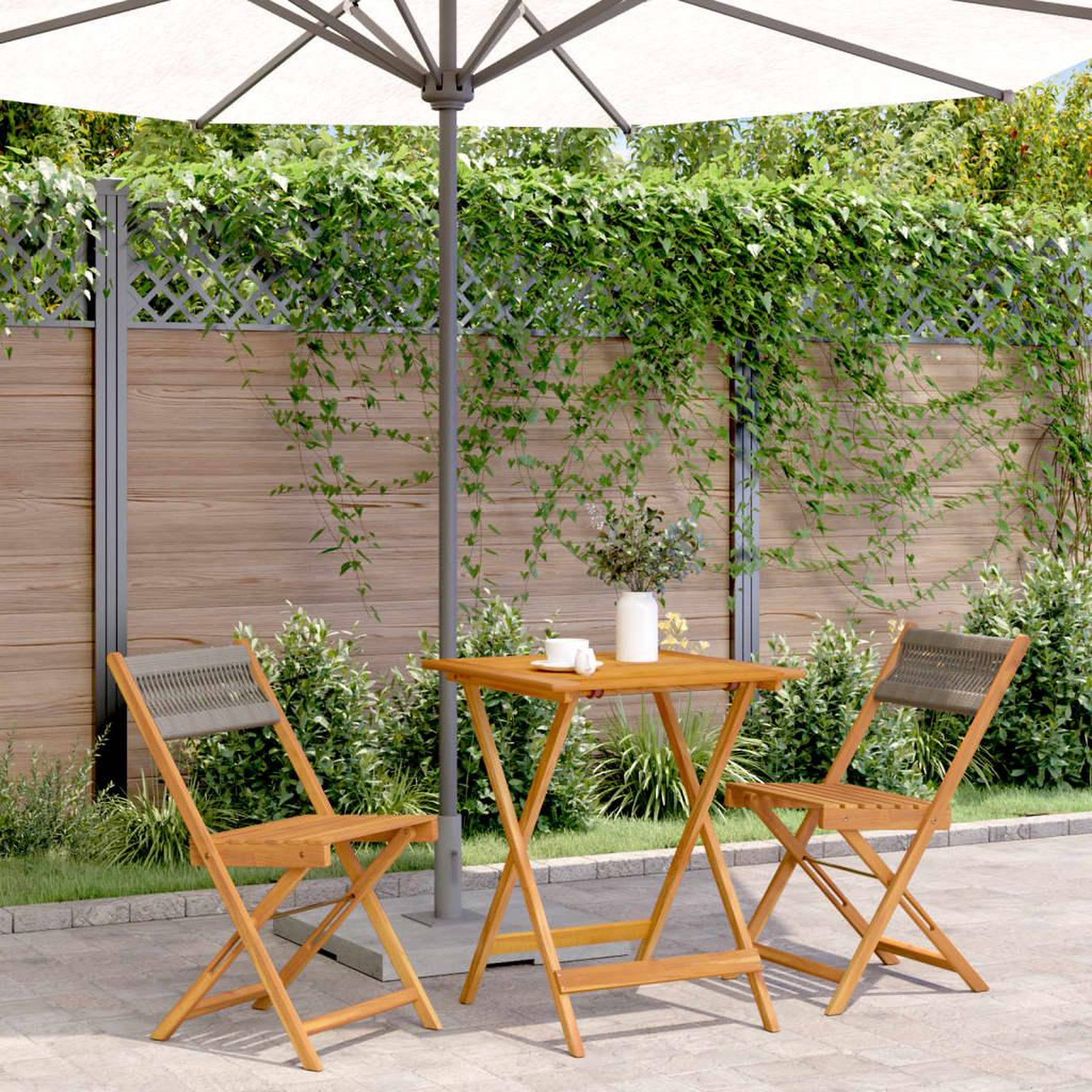 VIDAXL Ensemble de bistro 3 pcs gris polypropylene et bois massif