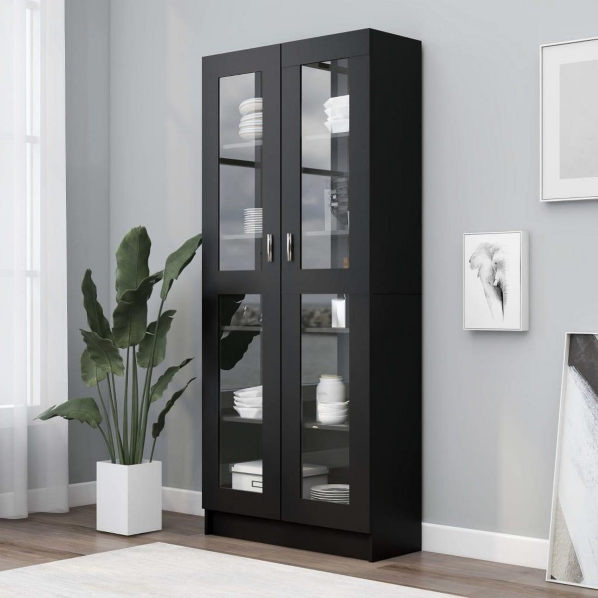 VIDAXL Armoire a vitrine Noir 82,5x30,5x185,5 cm Bois d'ingenierie