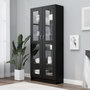 Voir la diapositive 1 : VIDAXL Armoire a vitrine Noir 82,5x30,5x185,5 cm Bois d'ingenierie