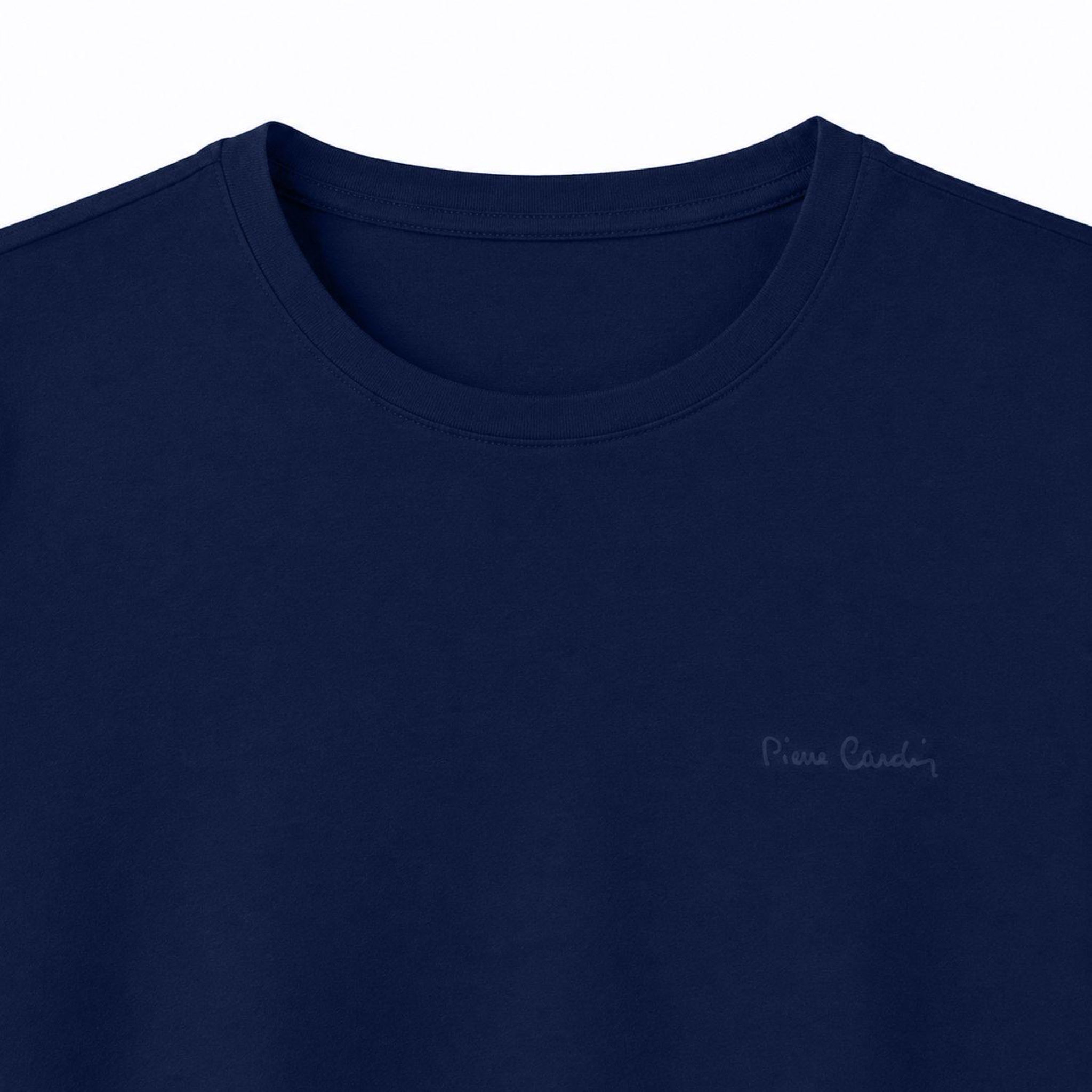 Voir la diapositive 2 : PIERRE CARDIN T-shirt homme en col rond avec broderie signature sur la poitrine