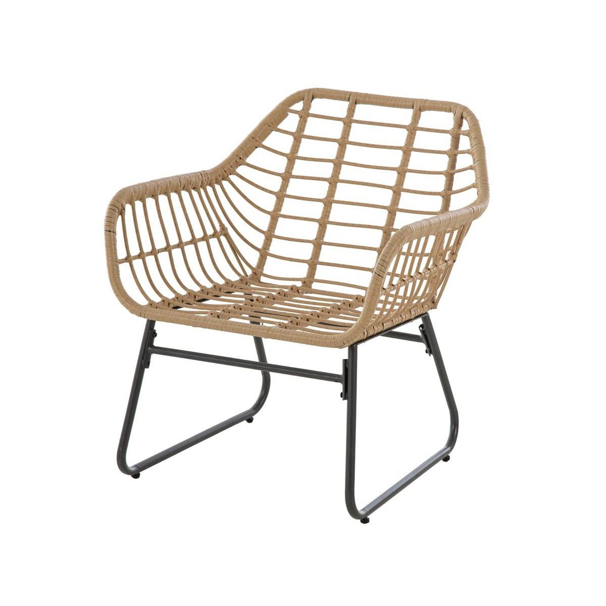 HESPERIDE Salon de jardin en résine tressée Lambada Sésame avec table basse rectangulaire - 4 places - Hespéride