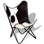 Voir la diapositive 2 : VIDAXL Chaise papillon noir et blanc cuir de vache