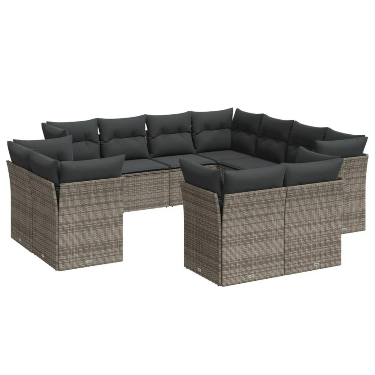 VIDAXL Salon de jardin 11 pcs avec coussins gris resine tressee