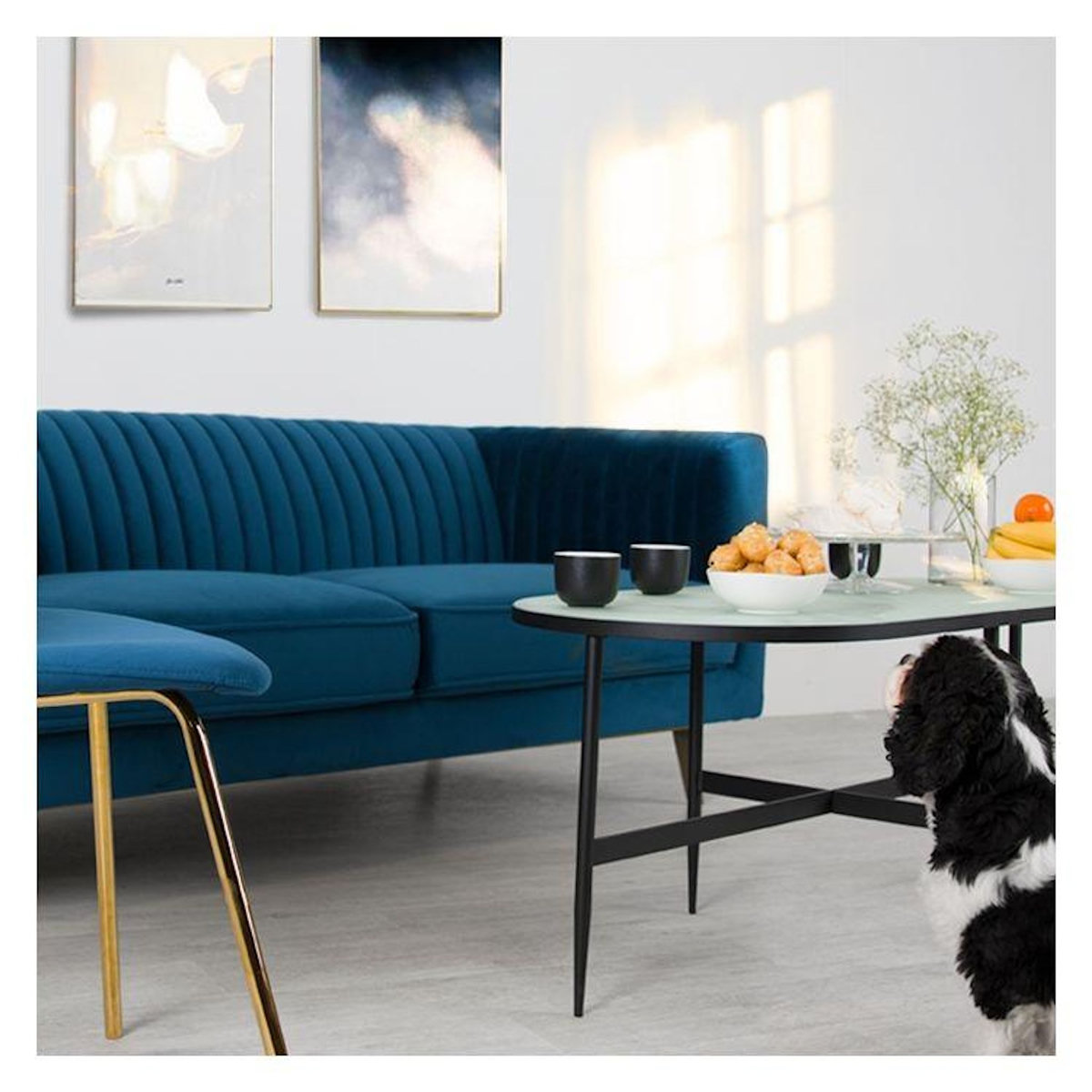 Rendez vous déco Canapé 3 places en velours vert foncé - Gatsby