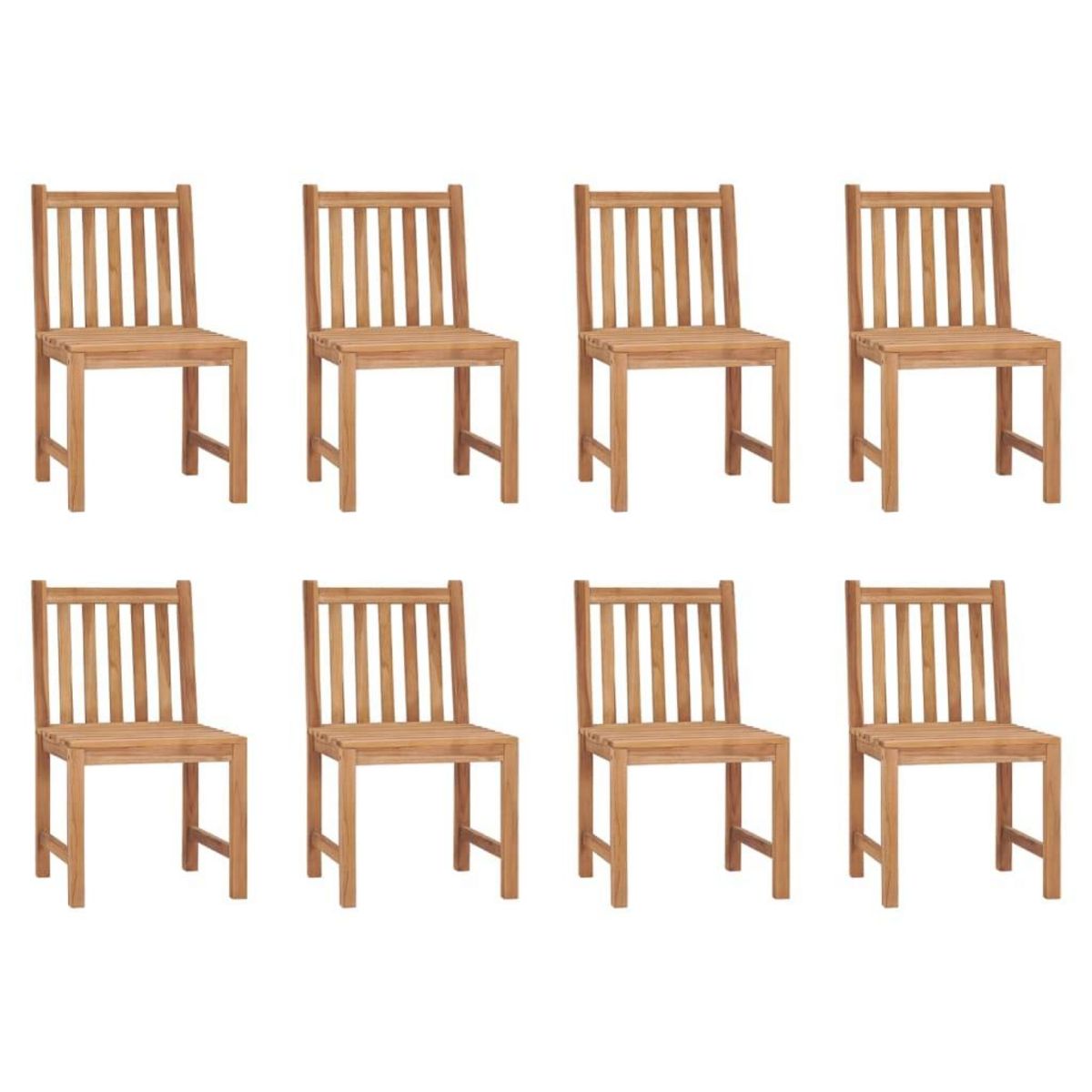 VIDAXL Chaises de jardin lot de 8 avec coussins Bois de teck massif