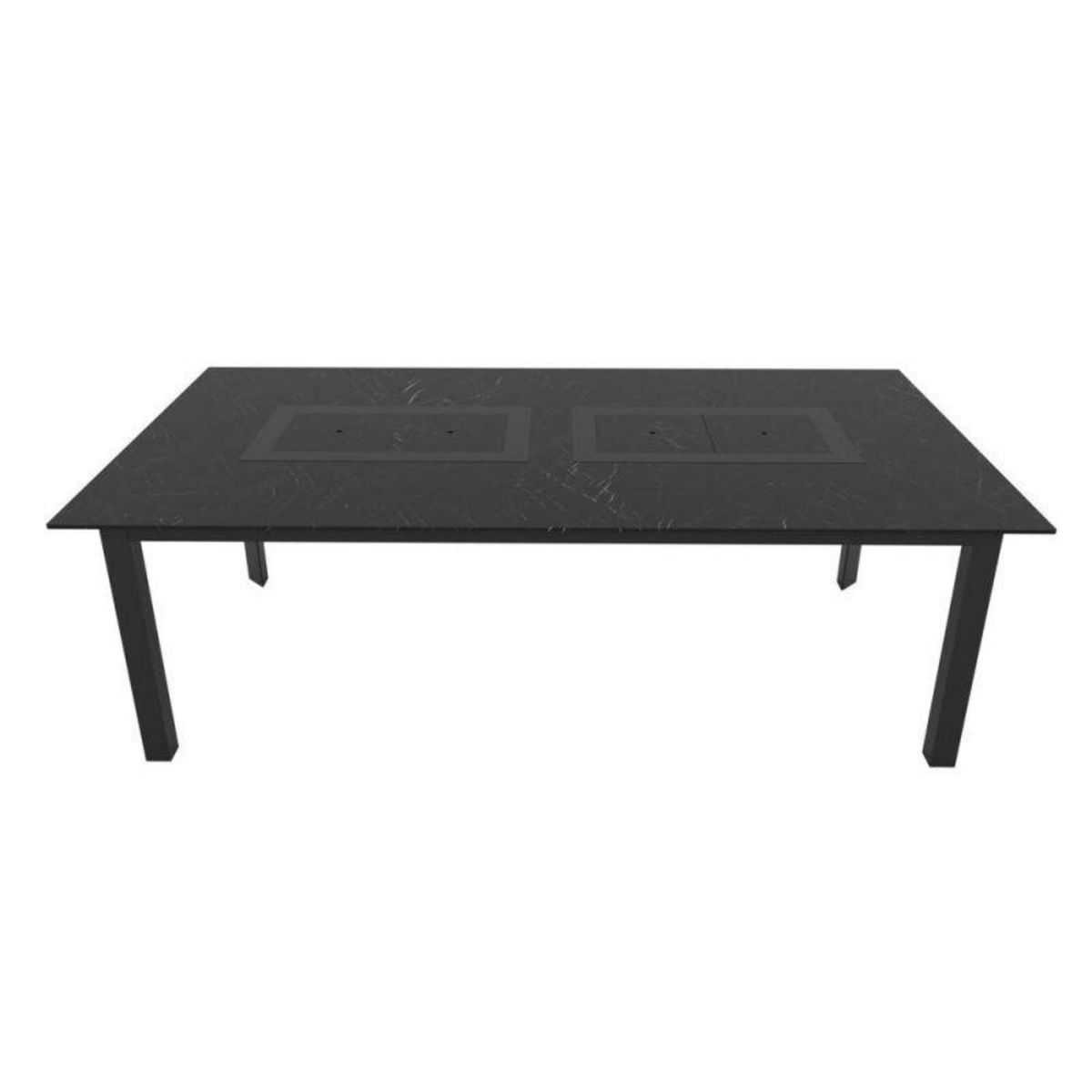 PLAY4FUN Table de jardin 8-10 personnes 220 X 120 X 75 cm - Noir effet marbré