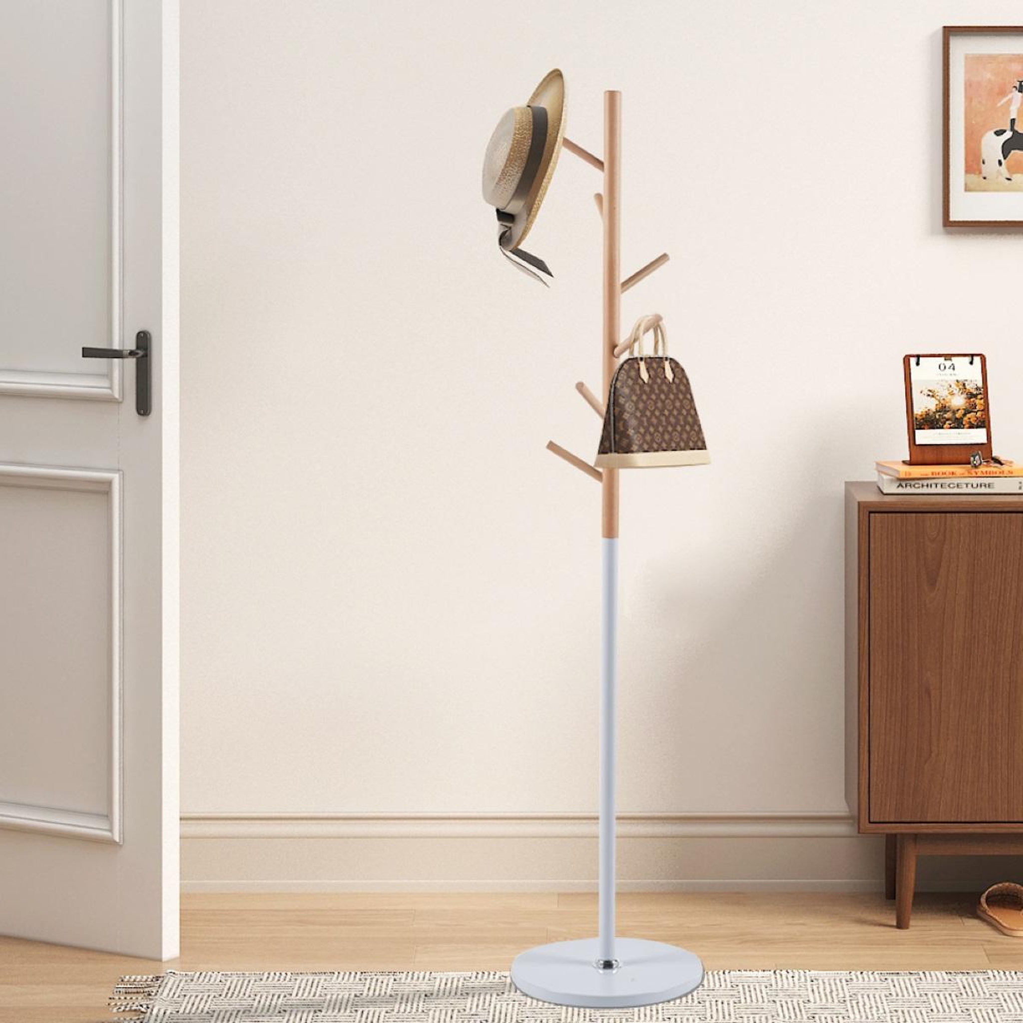 Voir la diapositive 2 : JLC KREATION Porte-manteaux moderne bois et blanc lova
