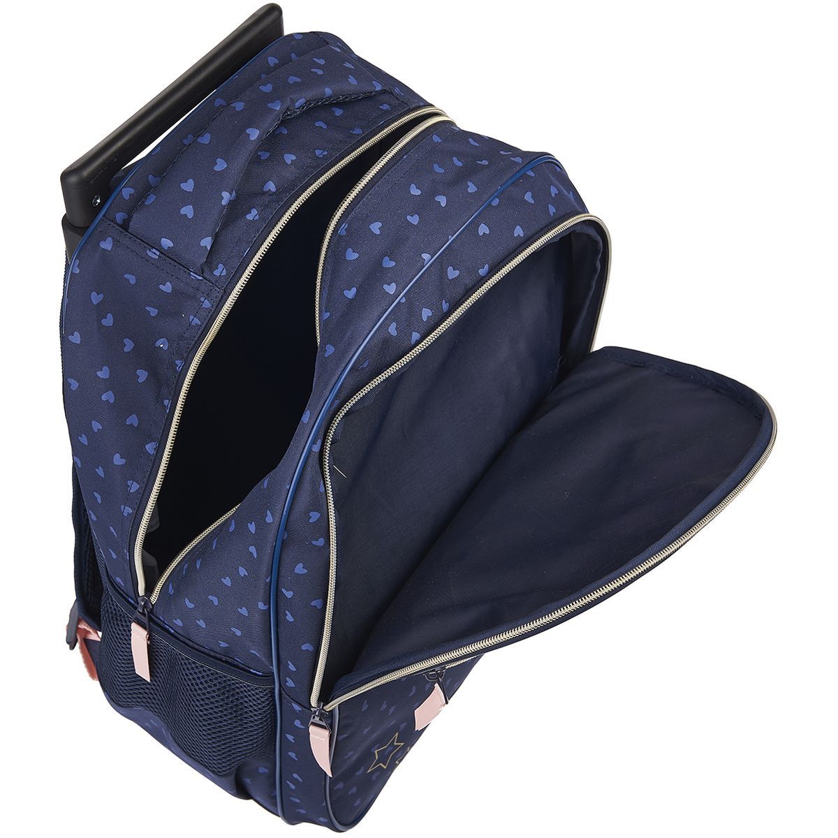 Milky Kiss Sac à dos à roulettes bleu et rose paillettes coeurs imprimé CHAT