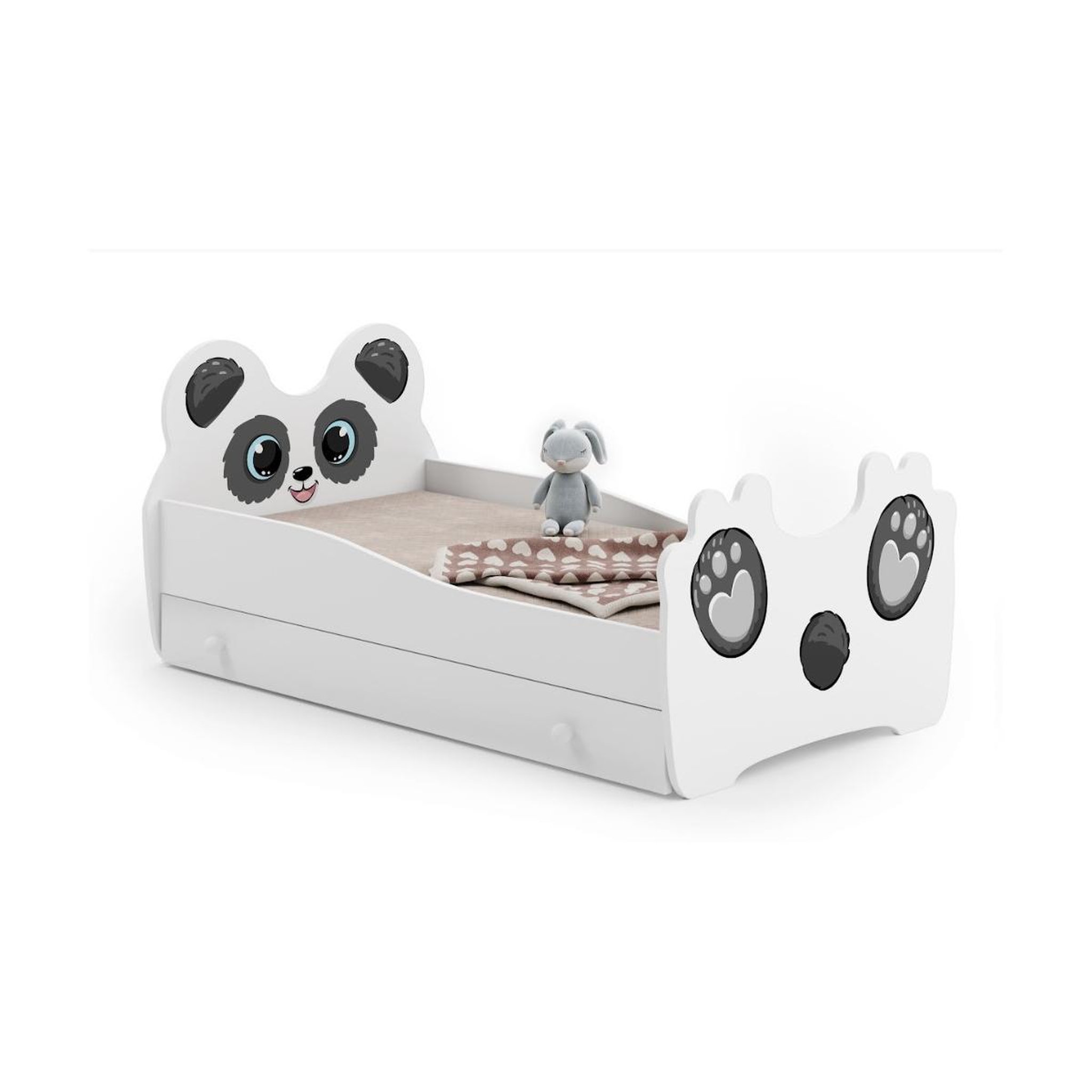 KOBI Lit simple enfant  PANDA 140 + tiroir de rangement avec matelas