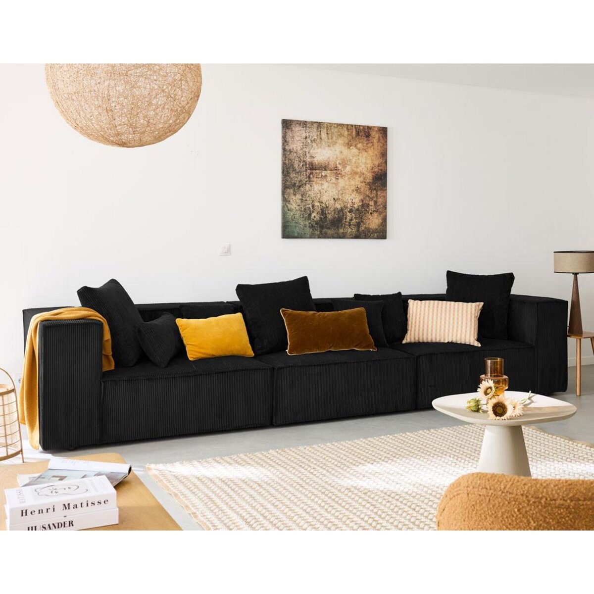 LISA DESIGN Colombine - canapé modulable droit - 3 places - en velours côtelé