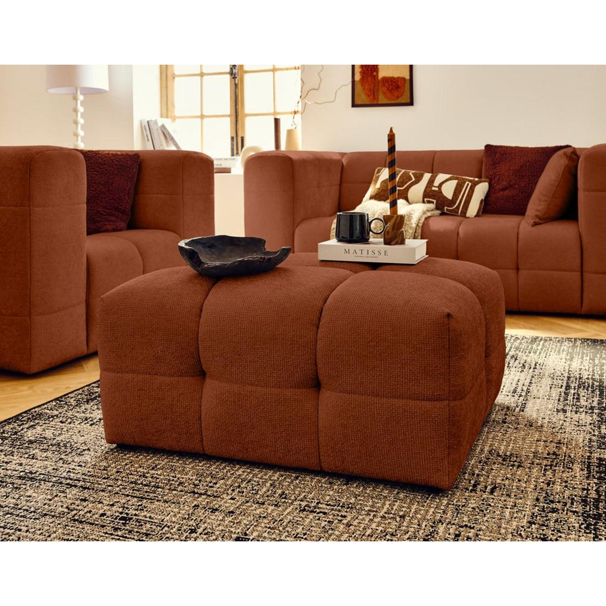 LISA DESIGN Suzano - pouf en tissu texturé