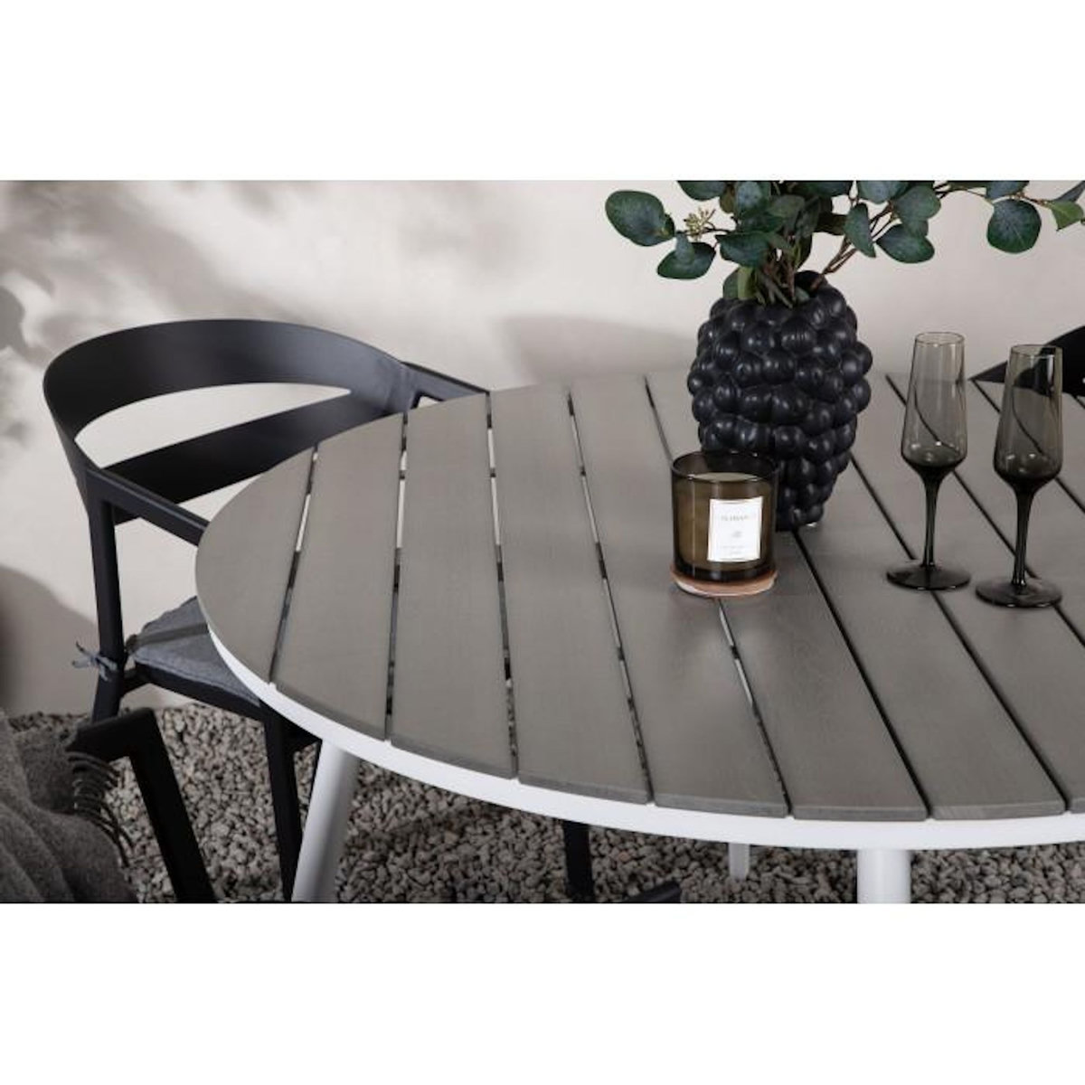 Paris Prix Ensemble Table de Jardin & 4 Chaises  Break & Slit  120cm Gris & Noir
