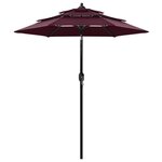 VIDAXL Parasol de jardin a 3 niveaux mat en aluminium rouge bordeaux