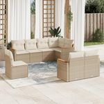 VIDAXL Salon de jardin avec coussins 8 pcs beige resine tressee
