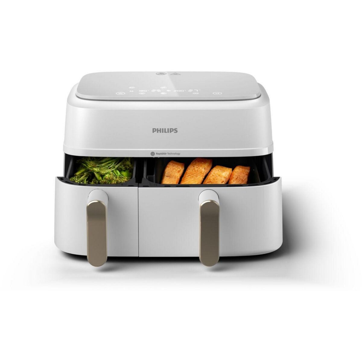 Philips Airfryer NA353/10 friteuse sans huile double panier Blanc/Doré, Série 3000 9L (3+6L)