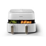 Philips Airfryer NA353/10 friteuse sans huile double panier Blanc/Doré, Série 3000 9L (3+6L)