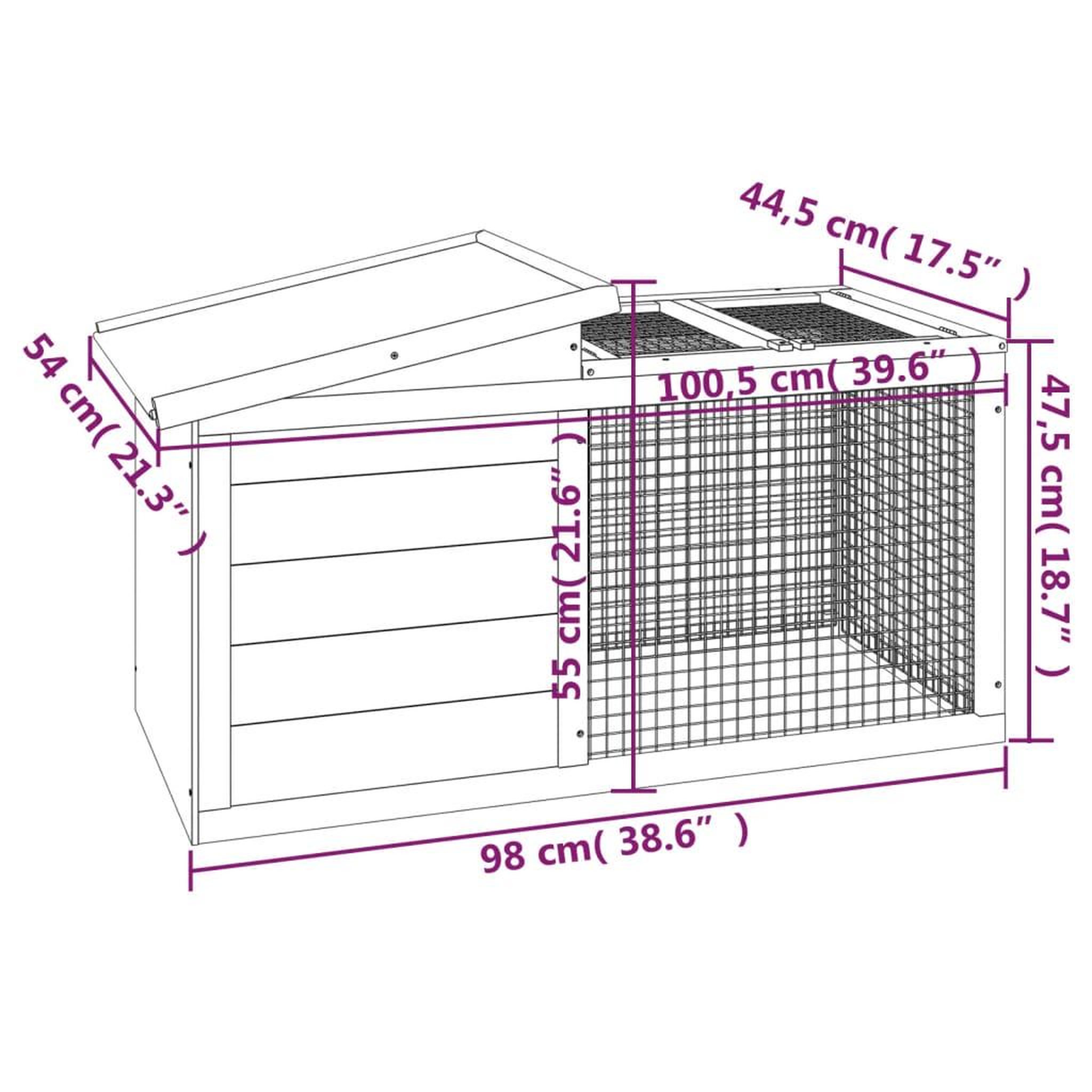 Voir la diapositive 6 : VIDAXL Clapier moka 100,5x54x55 cm bois de pin massif