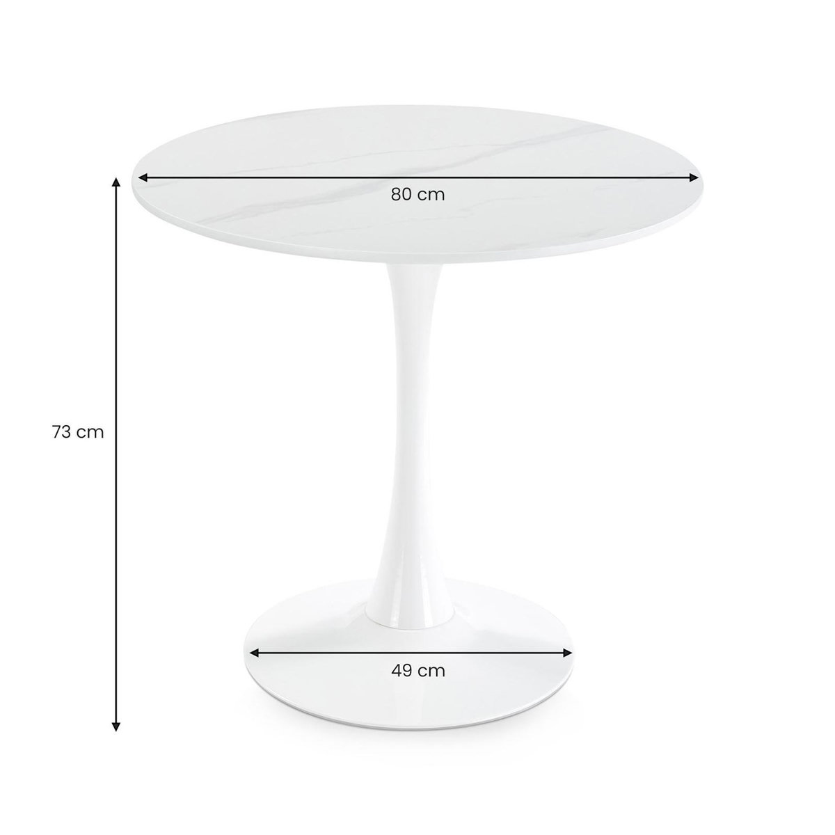 IDIMEX Table à manger ronde LOIRE Ø 80 cm en céramique