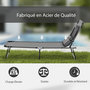 Voir la diapositive 6 : OUTSUNNY Bain de soleil pliable transat inclinable 4 positions chaise longue de lecture 3 coussins fournis gris