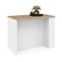 Voir la diapositive 4 : ID MARKET Ilot central TIBO 120 cm bois blanc avec plan de travail façon hêtre