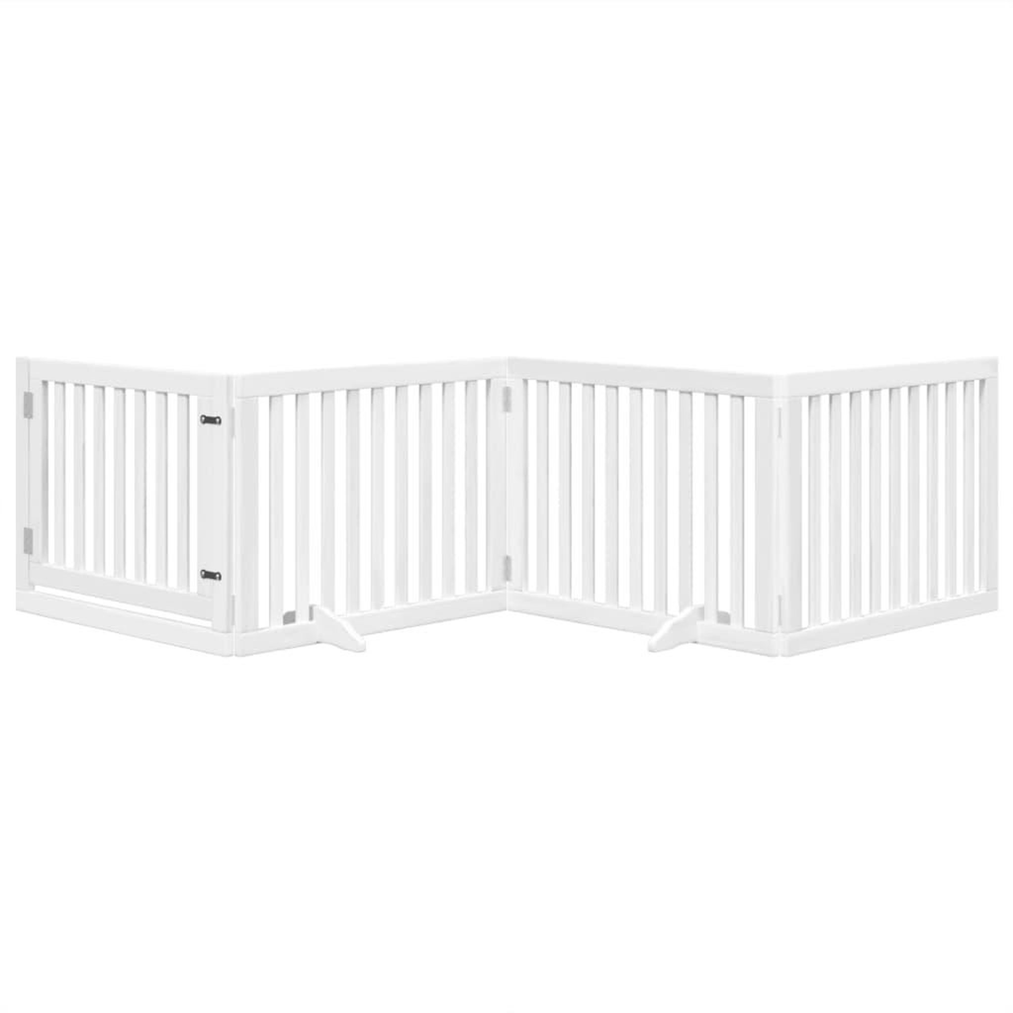 Voir la diapositive 3 : VIDAXL Barriere pour chiens et porte 4 panneaux blanc bois de peuplier