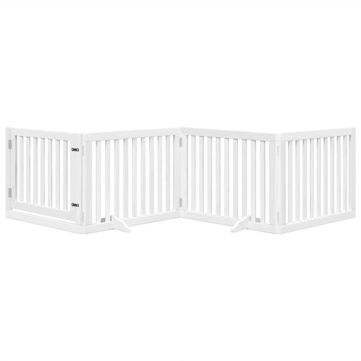 VIDAXL Barriere pour chiens et porte 4 panneaux blanc bois de peuplier