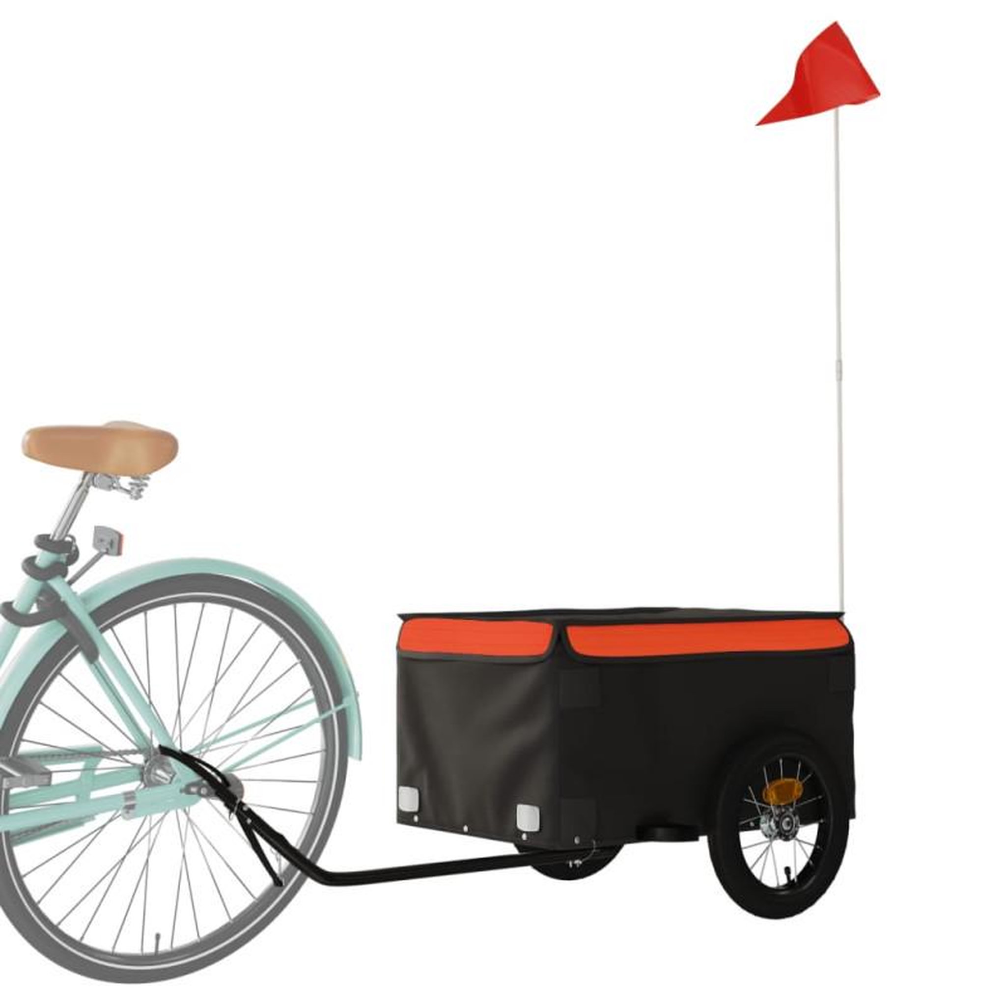 Voir la diapositive 3 : VIDAXL Remorque de vélo noir et orange 30 kg fer