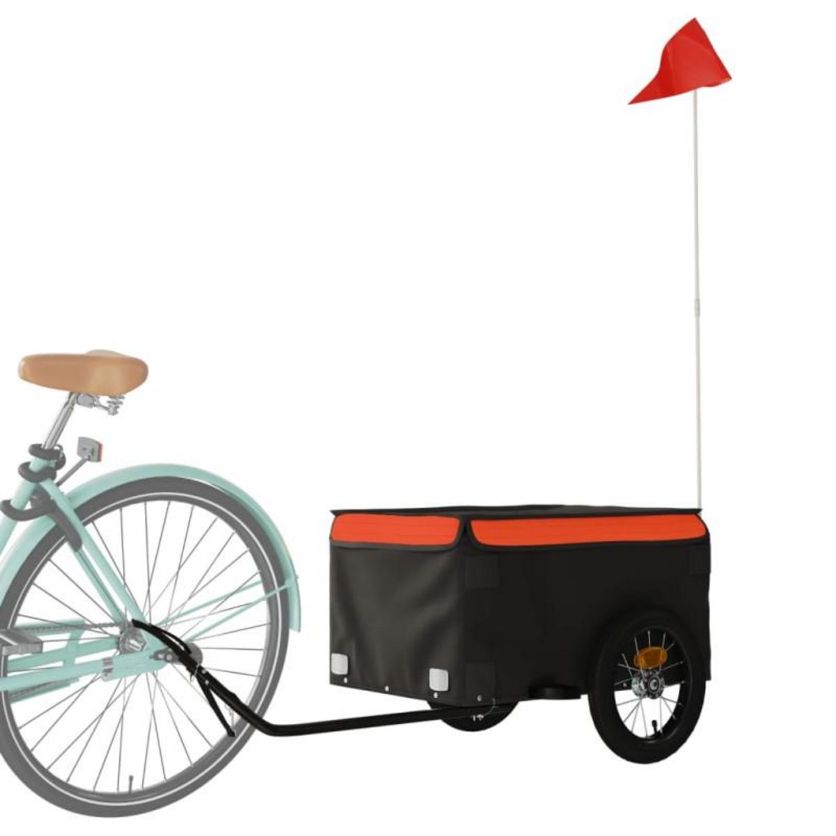 VIDAXL Remorque de vélo noir et orange 30 kg fer