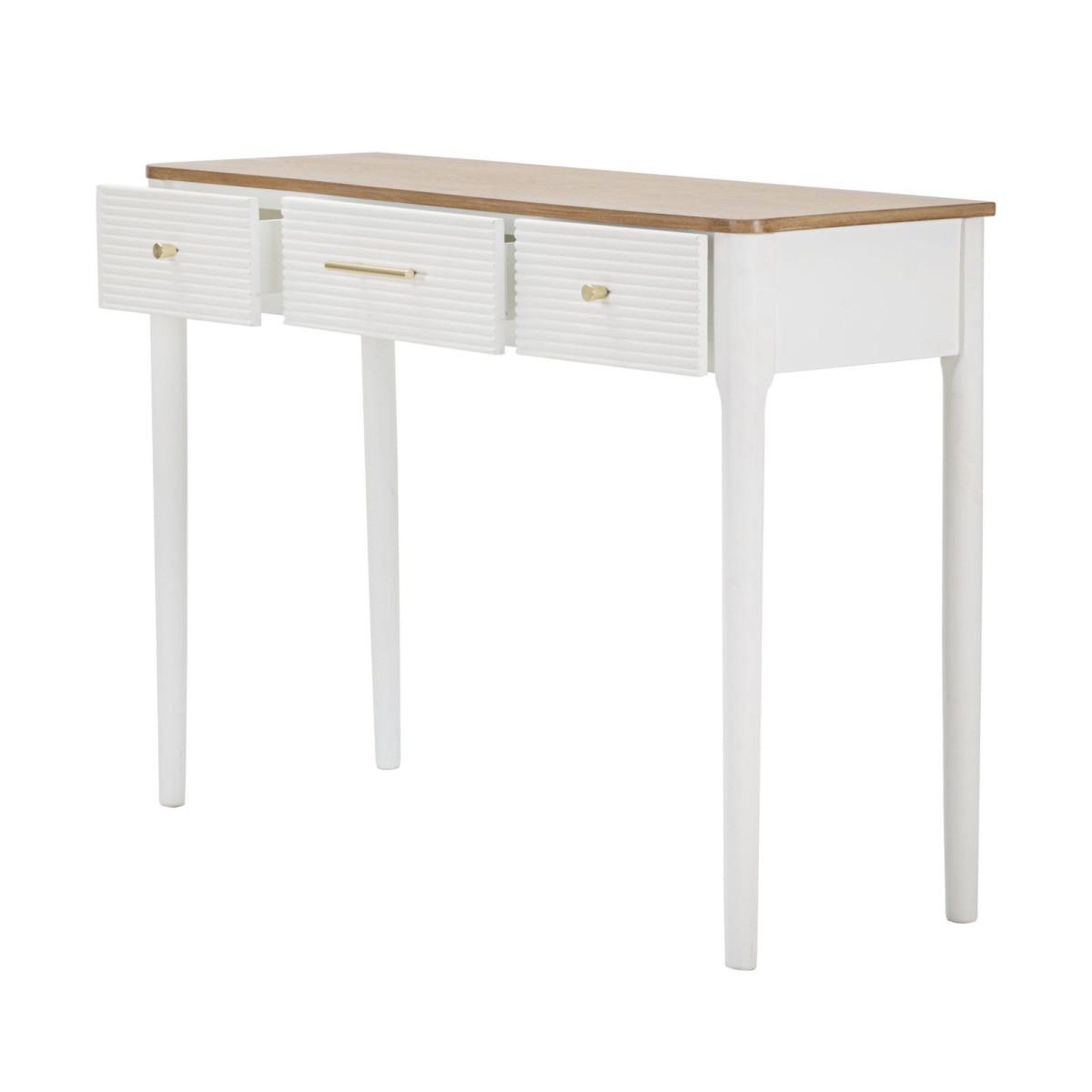 Voir la diapositive 3 : Paris Prix Console en bois 3 tiroirs  matera  107cm blanc & naturel