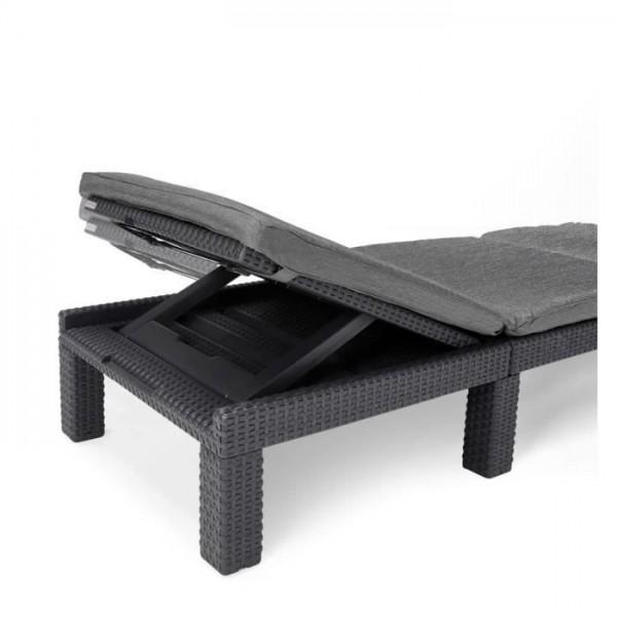 Voir la diapositive 5 : ALLIBERT by KETER Transat Bain de soleil - Allibert by KETER – DAYTONA – en résine imitation rotin tressé – coussin – dossier réglable - gris g