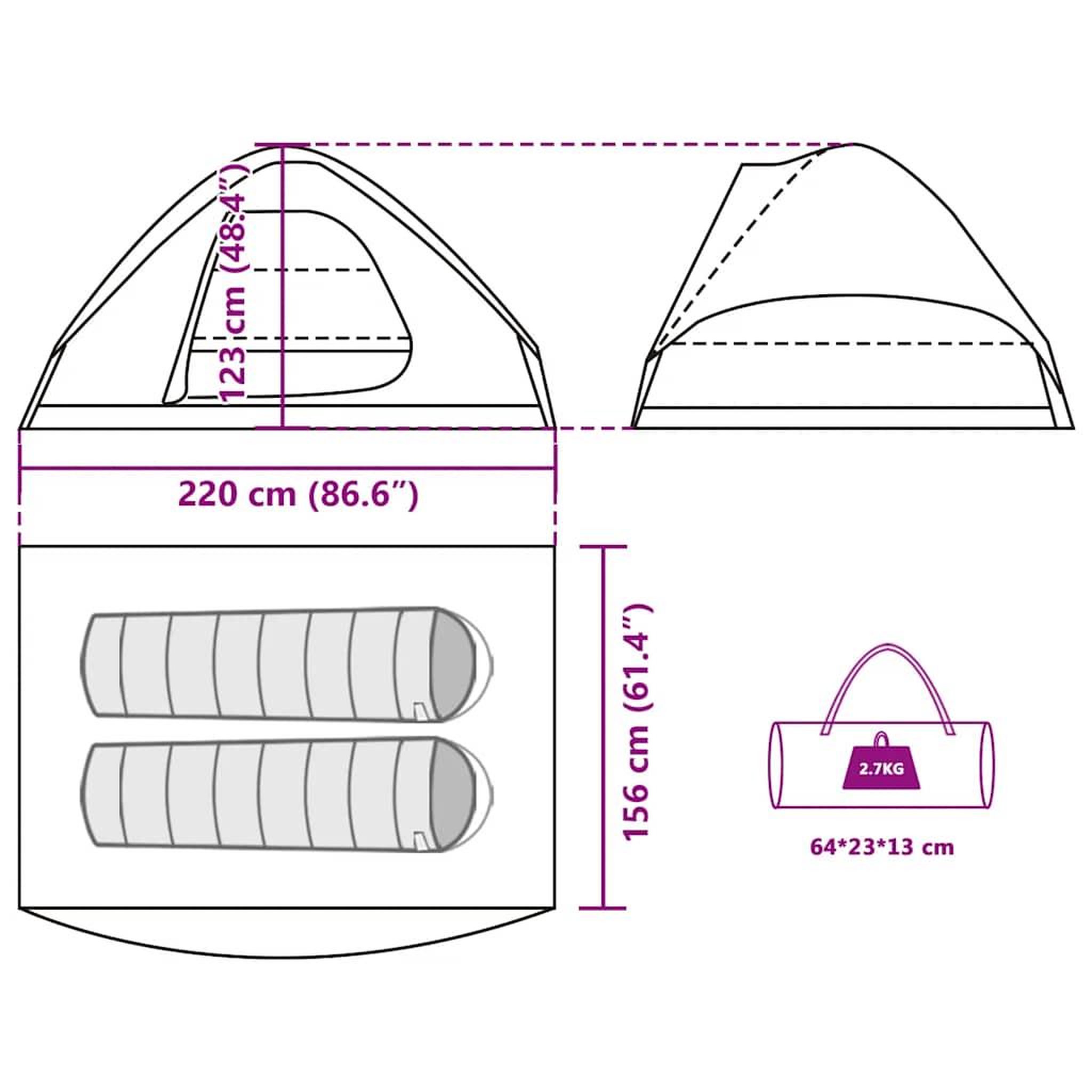 Voir la diapositive 6 : VIDAXL Tente de camping a dome 2 personne marron impermeable