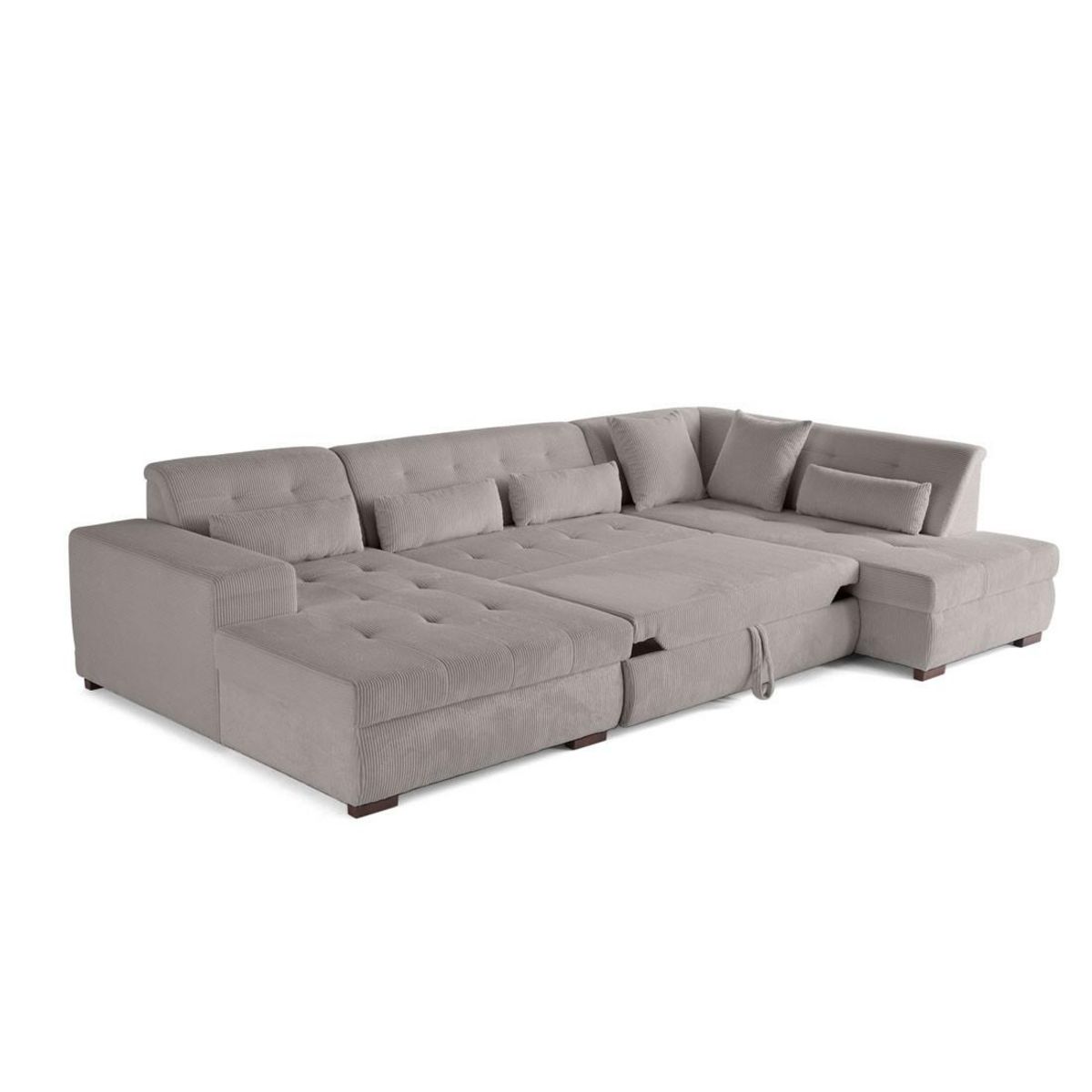 LISA DESIGN Vermont - canapé panoramique d'angle droit - 7 places - convertible avec coffre - en velours côtelé