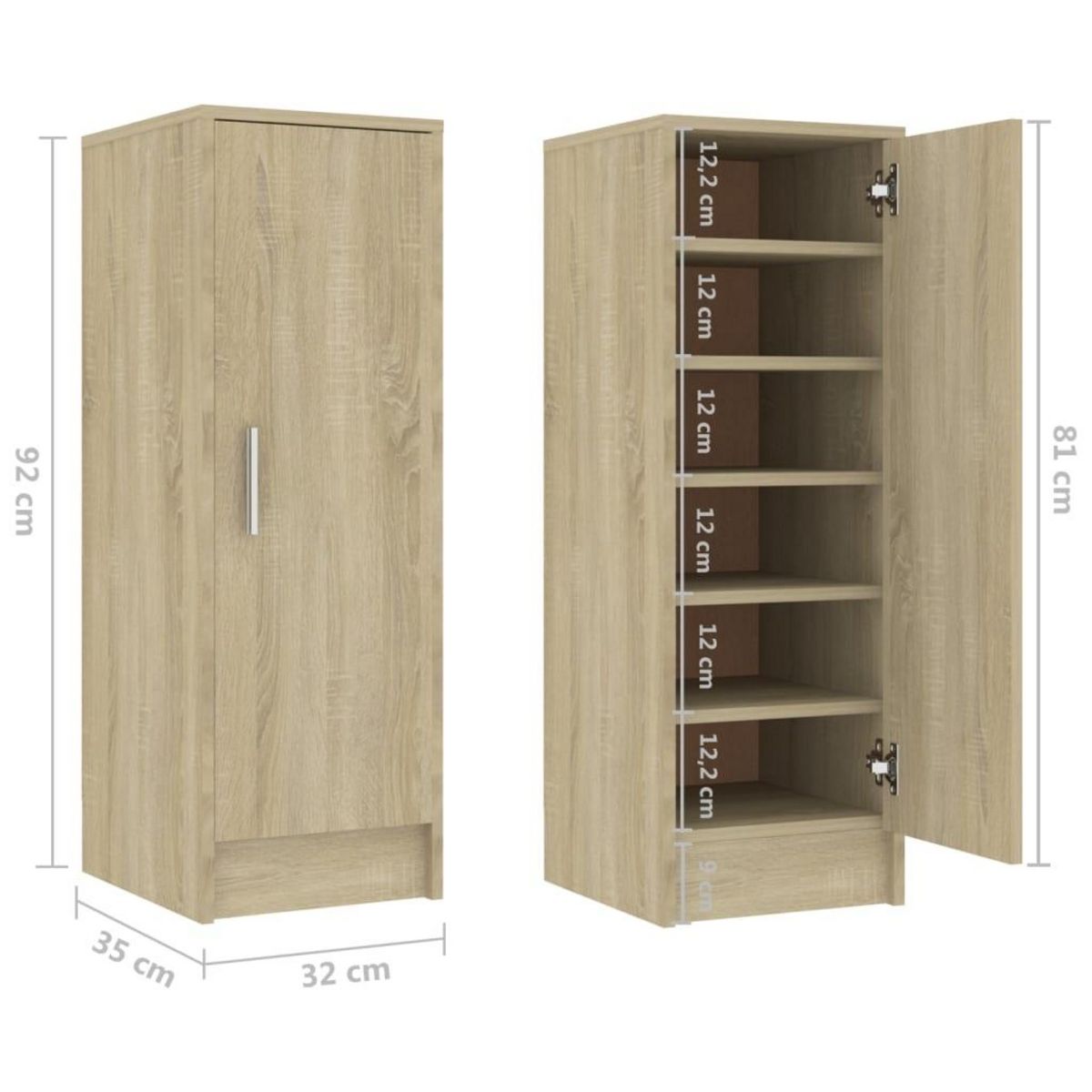 VIDAXL Armoire a chaussures Chene Sonoma 32x35x92 cm Bois d'ingenierie