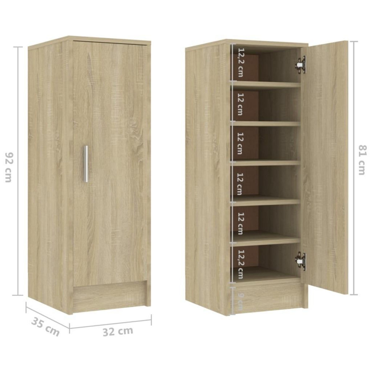 VIDAXL Armoire a chaussures Chene Sonoma 32x35x92 cm Bois d'ingenierie