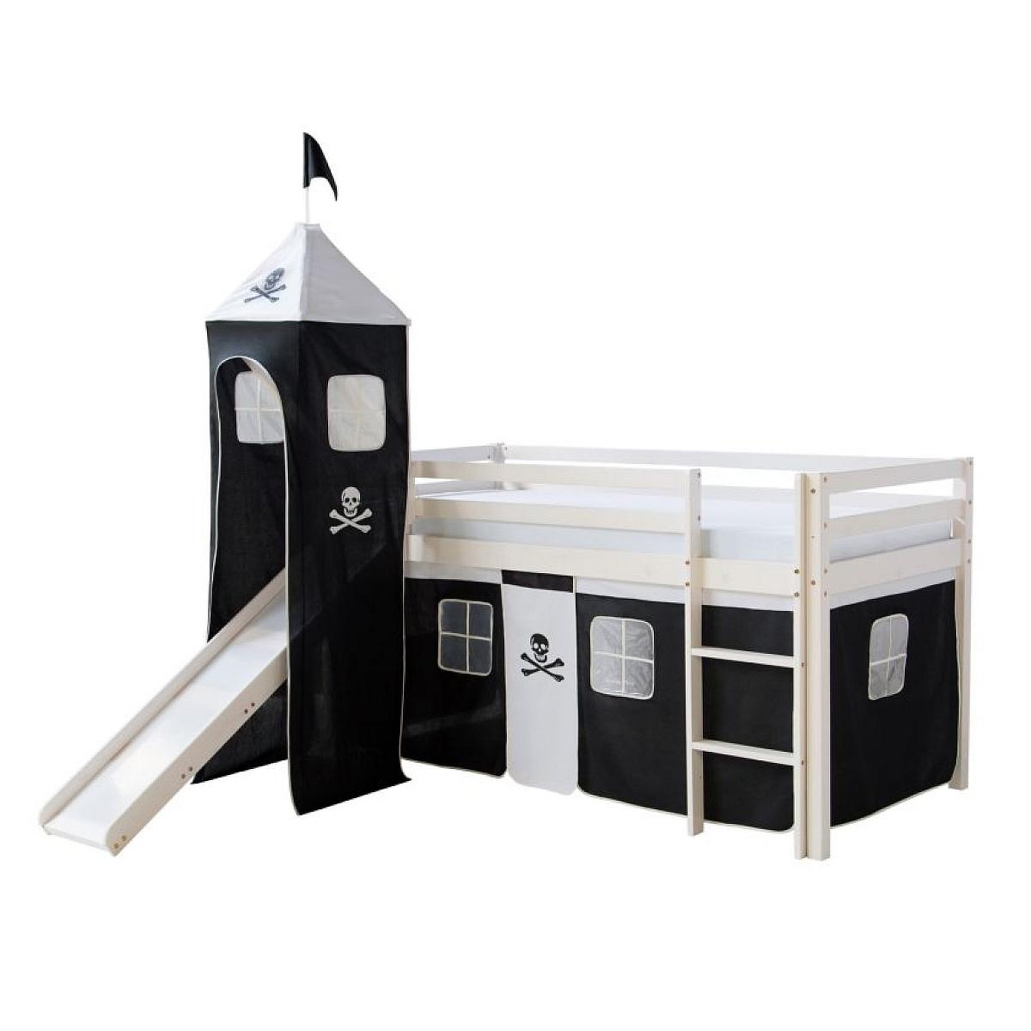 HomeStyle4U Lit noir mi-haut 90x200 cm avec tour matelas