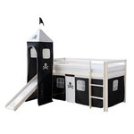 HomeStyle4U Lit noir mi-haut 90x200 cm avec tour matelas