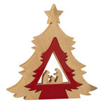 Paris Prix Crèche Sapin en Bois  Étoile  41cm Rouge & Naturel
