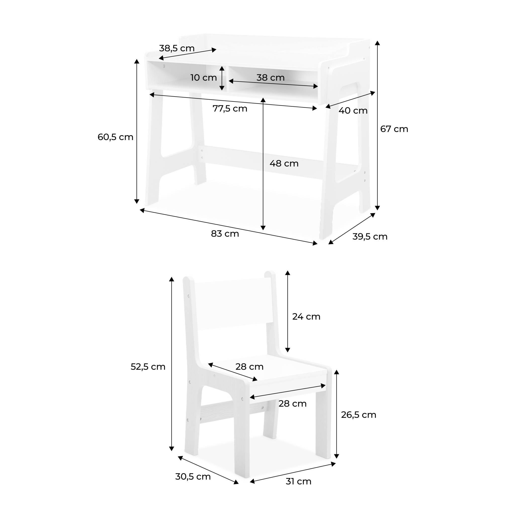 Voir la diapositive 4 : SWEEEK Bureau blanc avec chaise pour enfant