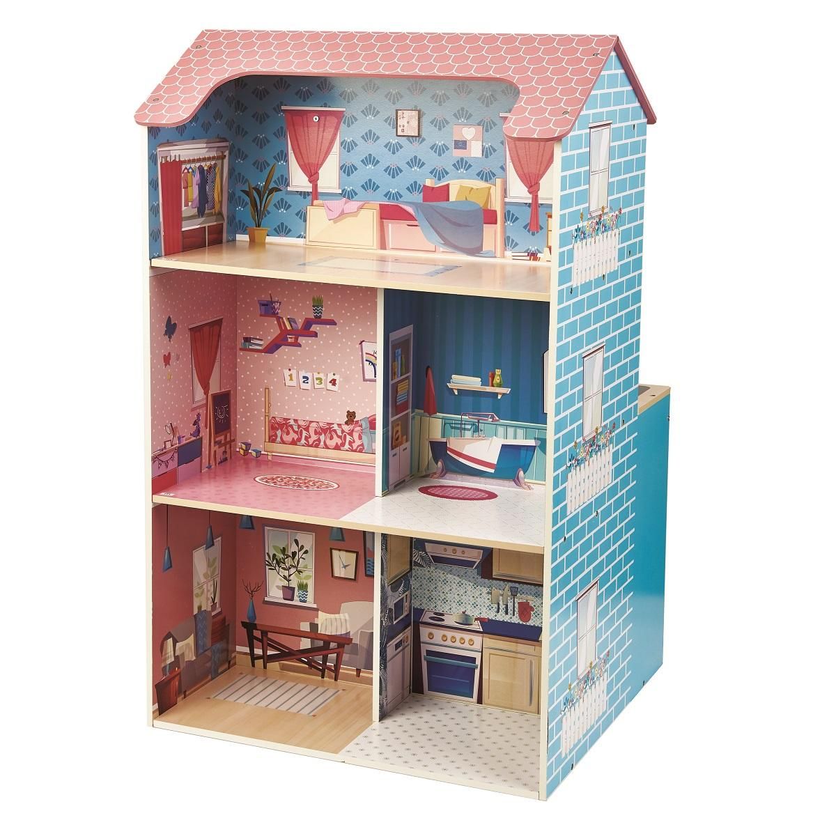 One Two Fun Maison et cuisine en bois 2 en 1