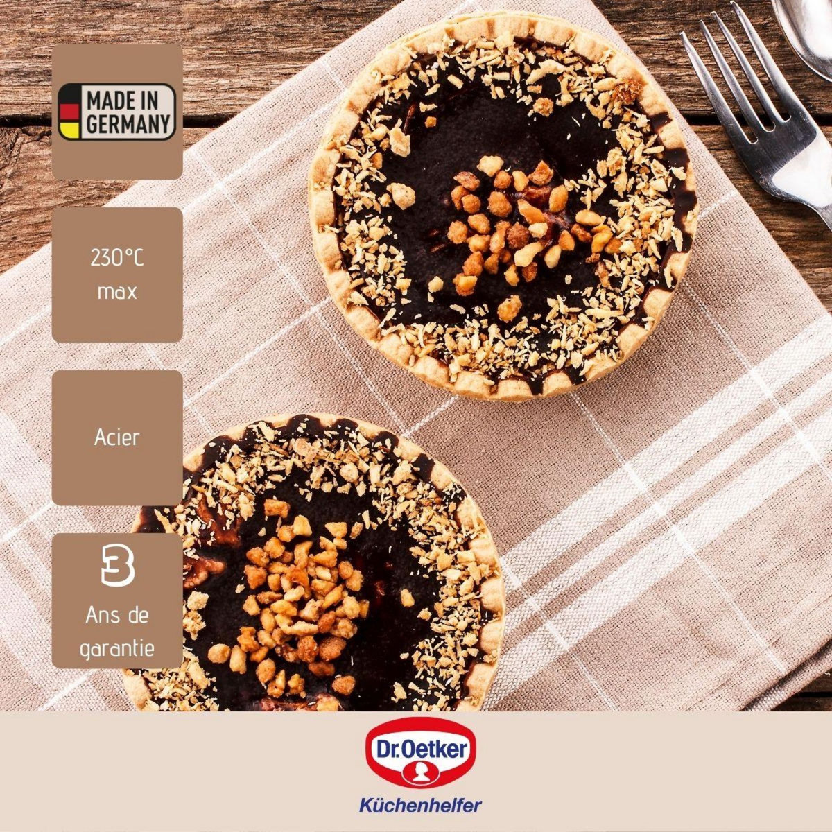 DR.OETKER Lot de 6 moules à tartelettes 10 cm Dr. Oetker Baker Edition