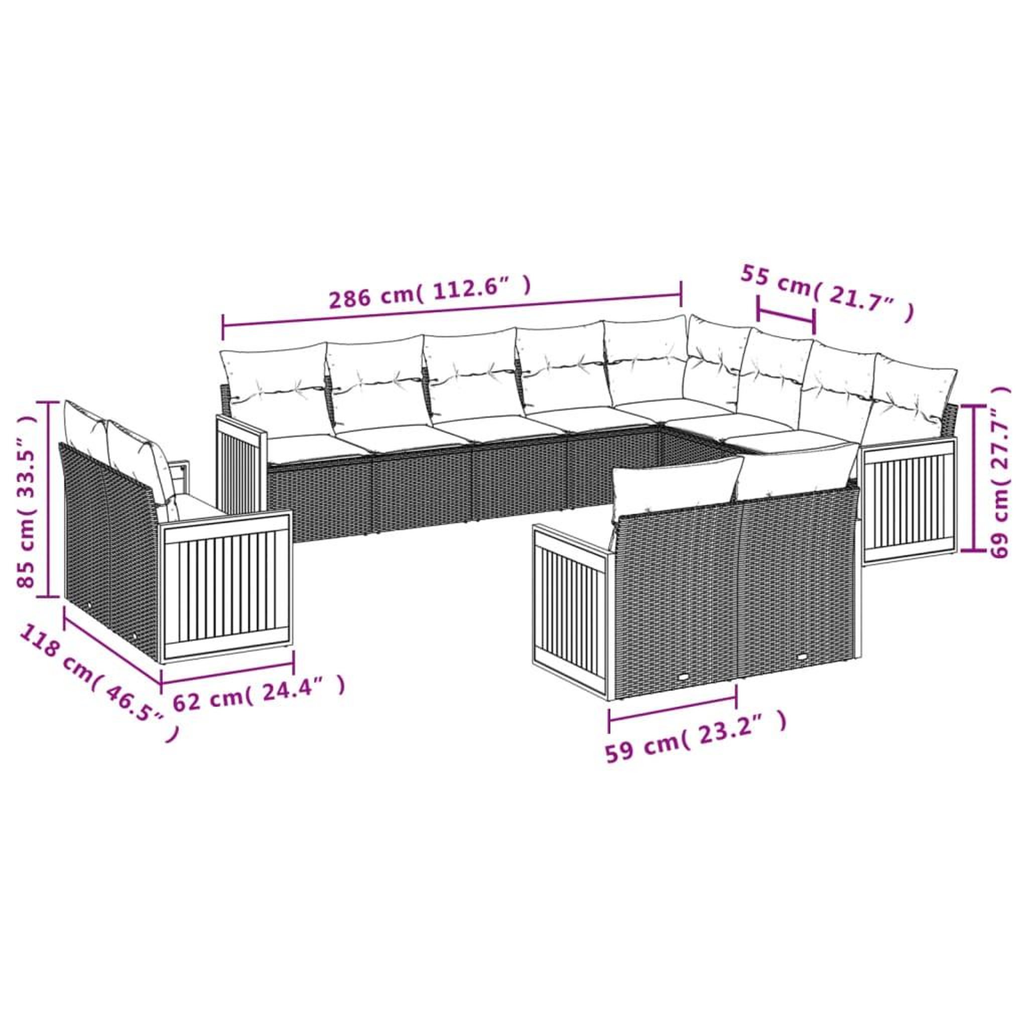 Voir la diapositive 6 : VIDAXL Salon de jardin 12 pcs avec coussins noir resine tressee