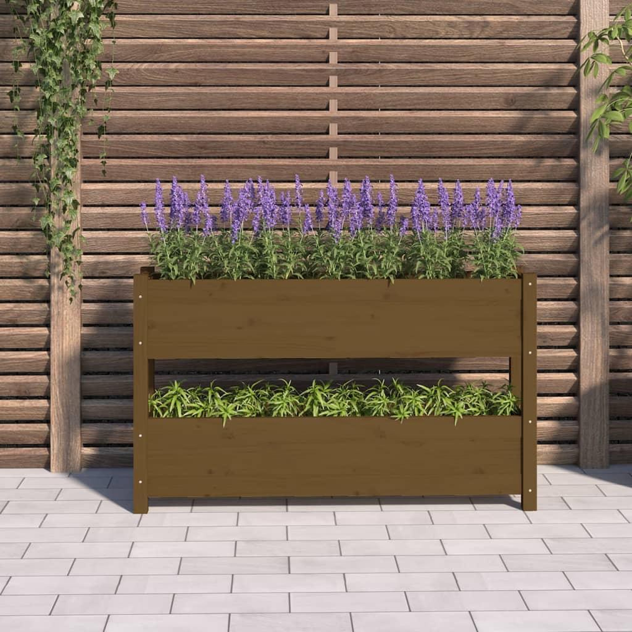 Voir la diapositive 3 : VIDAXL Jardiniere Marron miel 112x25x66 cm Bois massif de pin