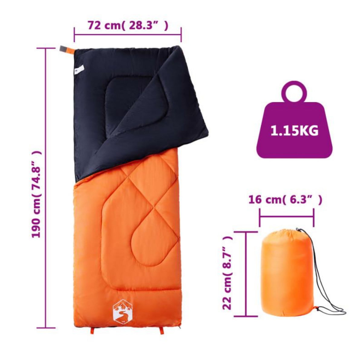 VIDAXL Sac de couchage pour adultes camping 3 saisons