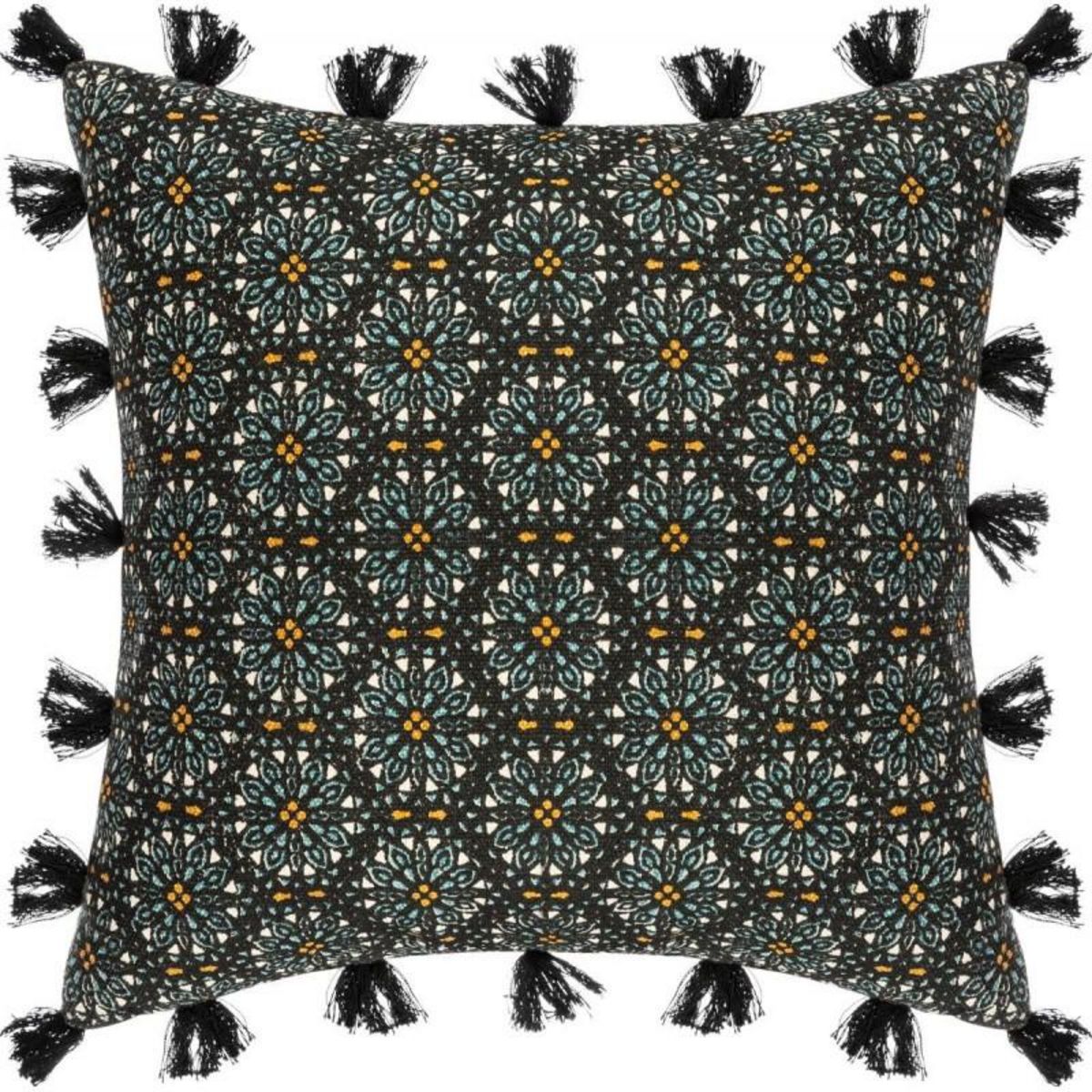 ATMOSPHERA Housse de coussin Rosace Pompons 40 x 40 cm Atmosphera