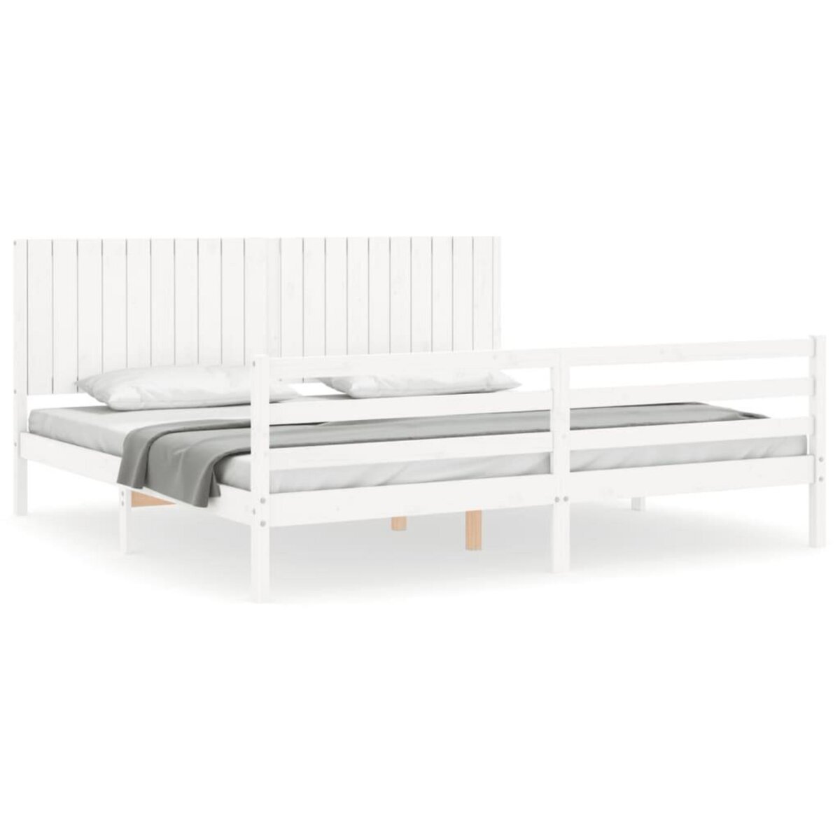 VIDAXL Cadre de lit sans matelas blanc 200x200 cm bois massif