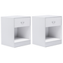Voir la diapositive 1 : ID MARKET Lot de 2 tables de chevet OLGA 1 tiroir avec niche bois blanc
