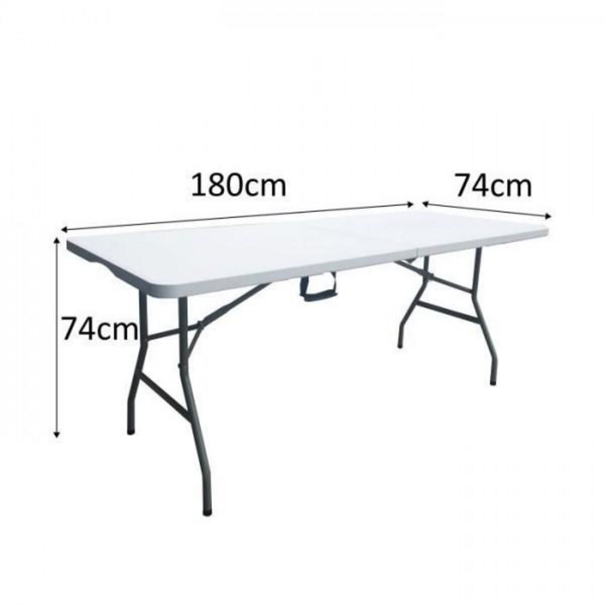 MARKET24 Table de réception traiteur pliante - 8 personnes - 180x74xH73,5 cm - Structure en acier et plateau en polyéthylene PEHD - Bla