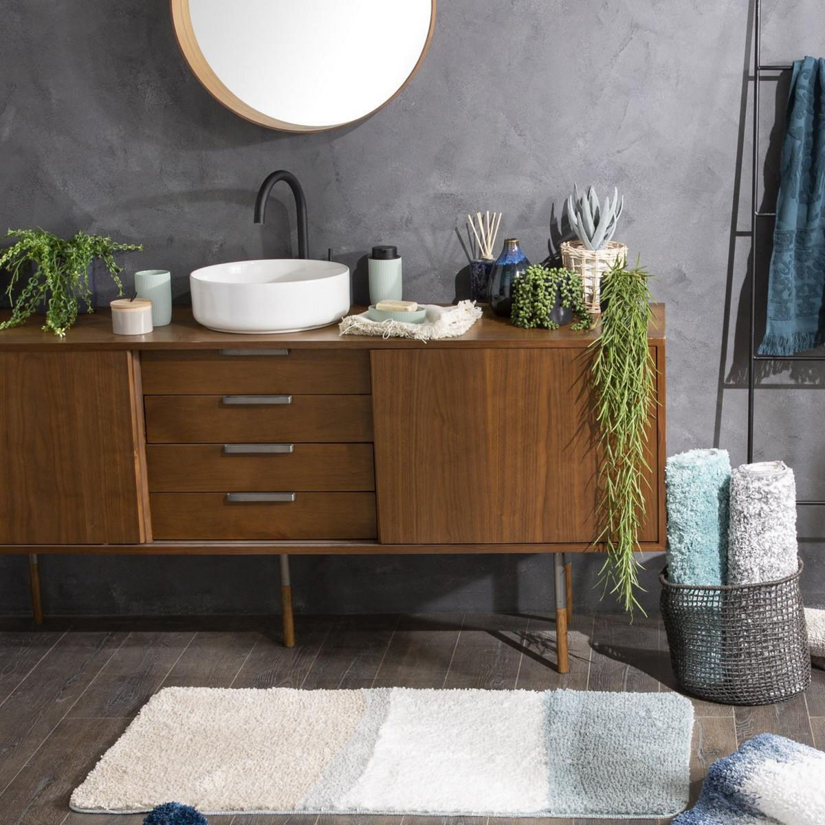 GUY LEVASSEUR Tapis de bain déco en polyester 60x120cm